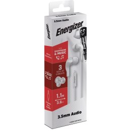 Energizer Słuchawki przewodowe jack 3,5 mm białe
