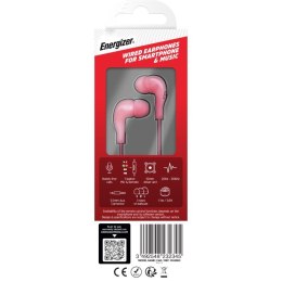 Energizer Słuchawki przewodowe jack 3,5 mm różowe